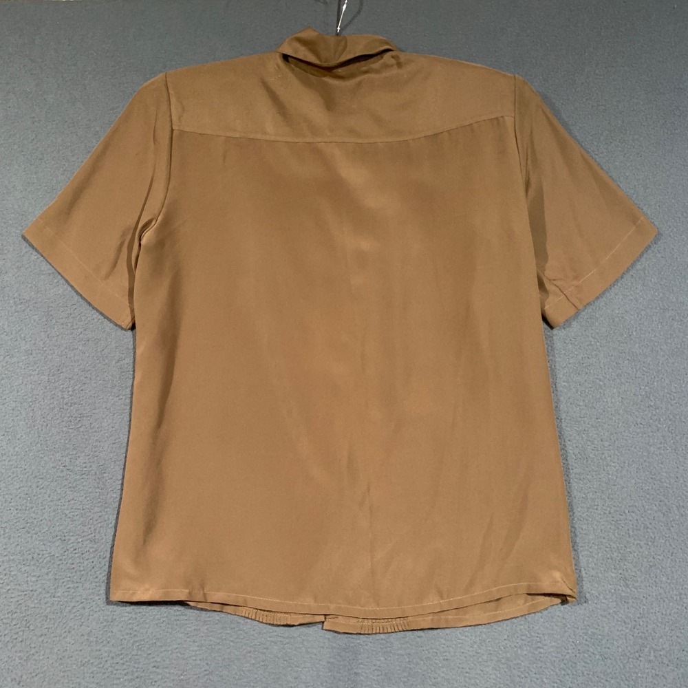 Laura & Jayne Blouse Women Small Brown Pleated Short Sleeve Button Up Vintage - Picture 5 of 5